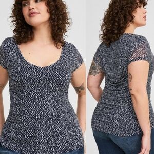NWT Torrid Shirred Scoop Top In Navy/White Combo Size 2X